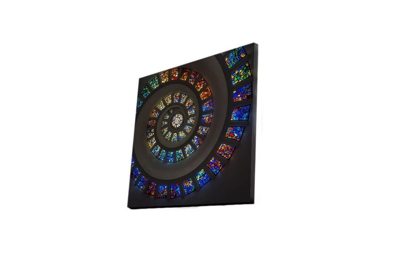 Canvas-taulu LED-valaistuksella 40x40 cm - Spiraalimainen sommitelma värikkäillä lasilevyillä - Sininen / Punainen / Vihreä - Sisustustuotteet - Taulu & taide - Canvas-taulu