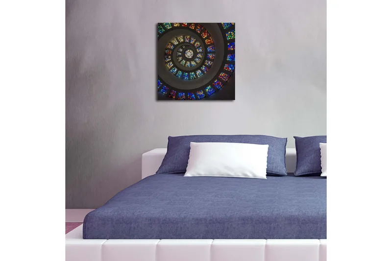 Canvas-taulu LED-valaistuksella 40x40 cm - Spiraalimainen sommitelma värikkäillä lasilevyillä - Sininen / Punainen / Vihreä - Sisustustuotteet - Taulu & taide - Canvas-taulu