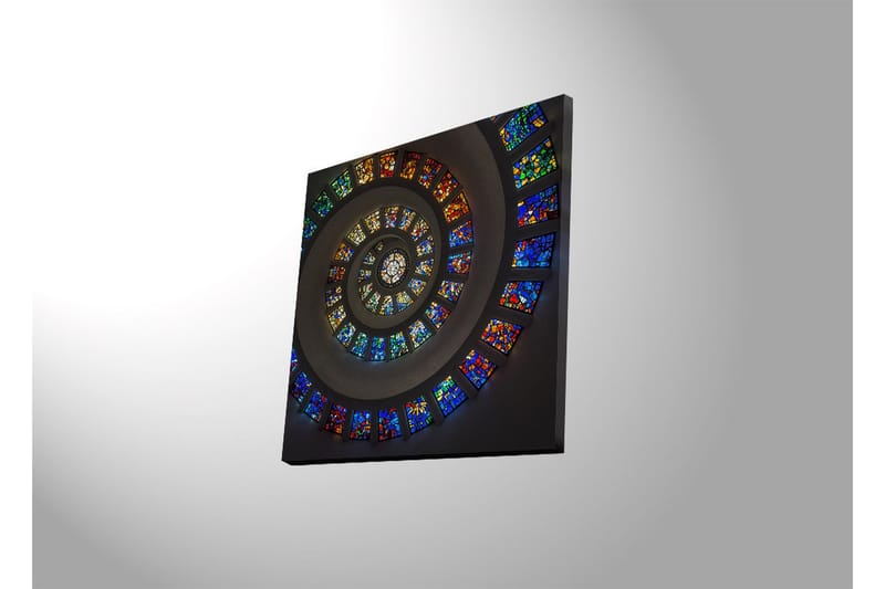 Canvas-taulu LED-valaistuksella 40x40 cm - Spiraalimainen sommitelma värikkäillä lasilevyillä - Sininen / Punainen / Vihreä - Sisustustuotteet - Taulu & taide - Canvas-taulu