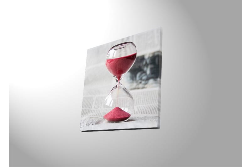 Canvas-taulu LED-valaistuksella 40x40 cm - Tiimalasi punaisella hiekalla symboloi ajan kulumista - Punainen / Läpinäkyvä / Harmaa - Sisustustuotteet - Taulu & taide - Canvas-taulu