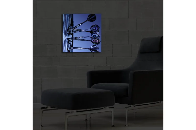 Canvas-taulu LED-valaistuksella 40x40 cm - Tikka tyylitellyssä sommitelmassa - Tummansininen / Musta / Hopea - Sisustustuotteet - Taulu & taide - Canvas-taulu