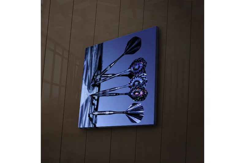 Canvas-taulu LED-valaistuksella 40x40 cm - Tikka tyylitellyssä sommitelmassa, Tummansininen / Musta / Hopea