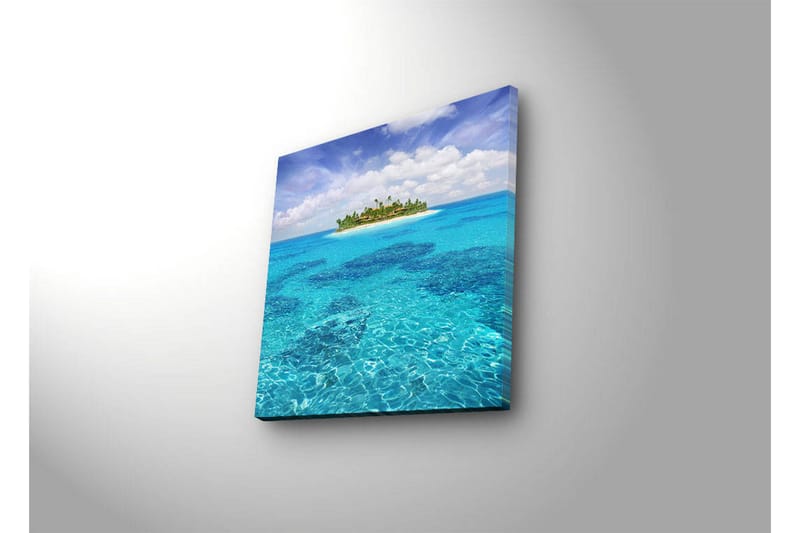 Canvas-taulu LED-valaistuksella 40x40 cm - Trooppinen saari kirkkaan sinisen veden ympäröimänä - Sininen / Turkoosi / Vihreä - Sisustustuotteet - Taulu & taide - Canvas-taulu