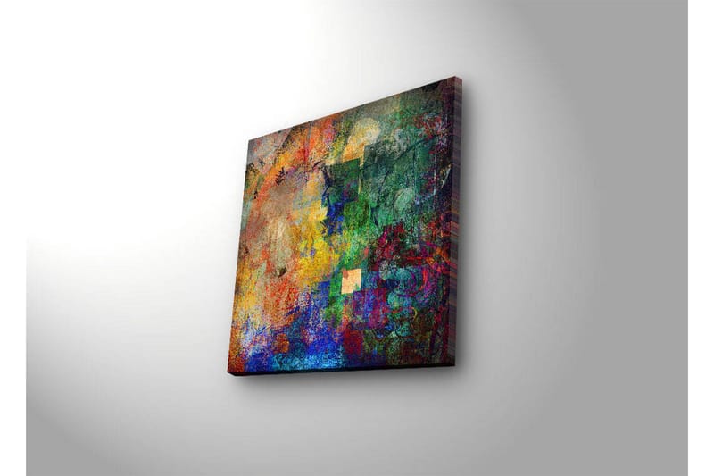 Canvas-taulu LED-valaistuksella 40x40 cm - Värikäs abstrakti sommitelma dynaamisilla muodoilla - Vihreä / Sininen / Punainen - Sisustustuotteet - Taulu & taide - Canvas-taulu