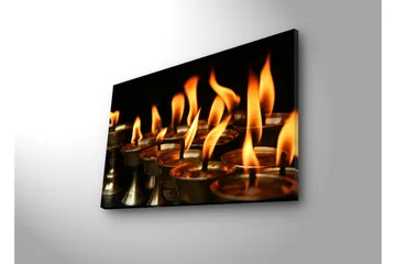 Canvas-taulu LED-valaistuksella 45x70 cm - Öljylamppujen liekit, jotka levittävät lämpöä ja valoa - Oranssi / Kulta / Musta - Sisustustuotteet - Taulu & taide - Canvas-taulu