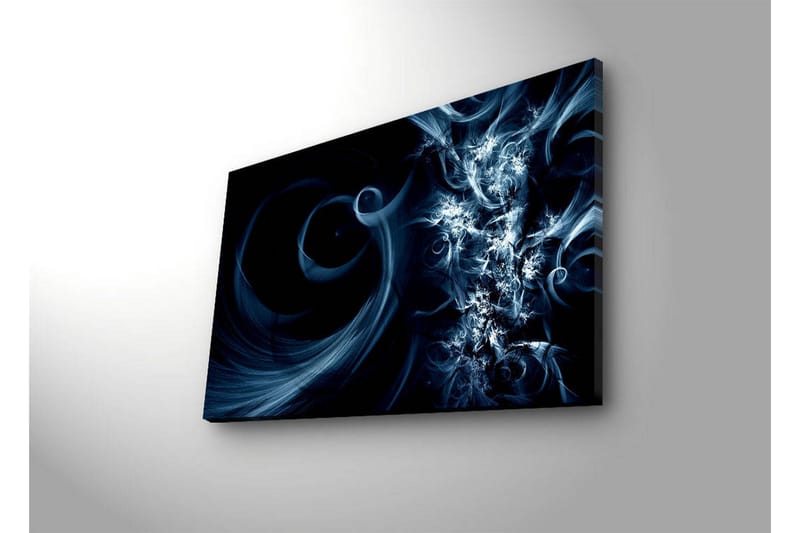 Canvas-taulu LED-valaistuksella 45x70 cm - Abstrakti sommitelma mustilla ja sinisillä pyörteillä - Tummansininen / Vaaleansininen / Musta - Sisustustuotteet - Taulu & taide - Canvas-taulu