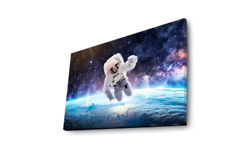 Canvas-taulu LED-valaistuksella 45x70 cm - Astronautti leijuu avaruudessa Maan yläpuolella - Valkoinen / Sininen / Musta - Sisustustuotteet - Taulu & taide - Canvas-taulu