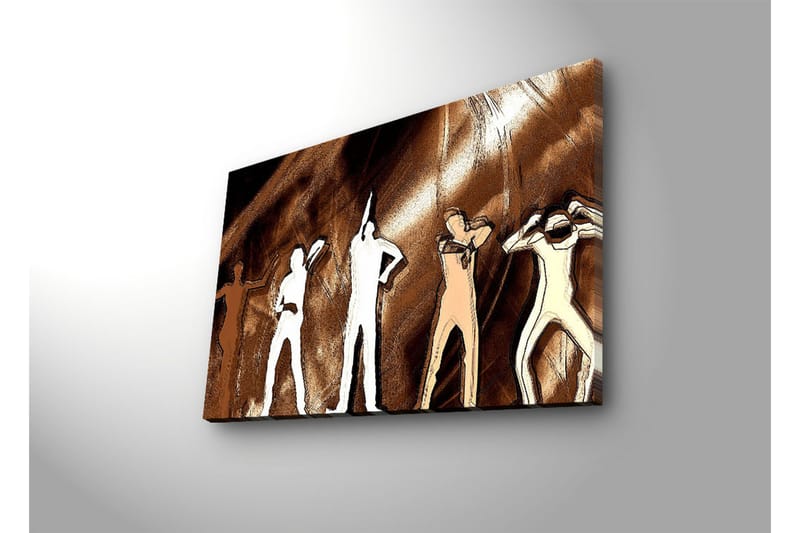 Canvas-taulu LED-valaistuksella 45x70 cm - Ihmisten siluetit eri asennoissa ruskeaa taustaa vasten - Ruskea / Valkoinen / Beige - Sisustustuotteet - Taulu & taide - Canvas-taulu