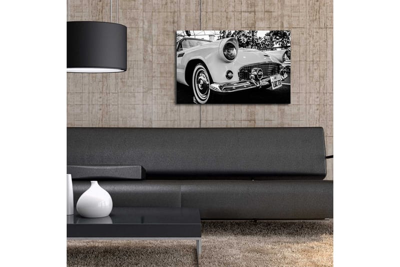 Canvas-taulu LED-valaistuksella 45x70 cm - Klassinen auto retrotyyliin - Valkoinen / Musta / Hopea - Sisustustuotteet - Taulu & taide - Canvas-taulu