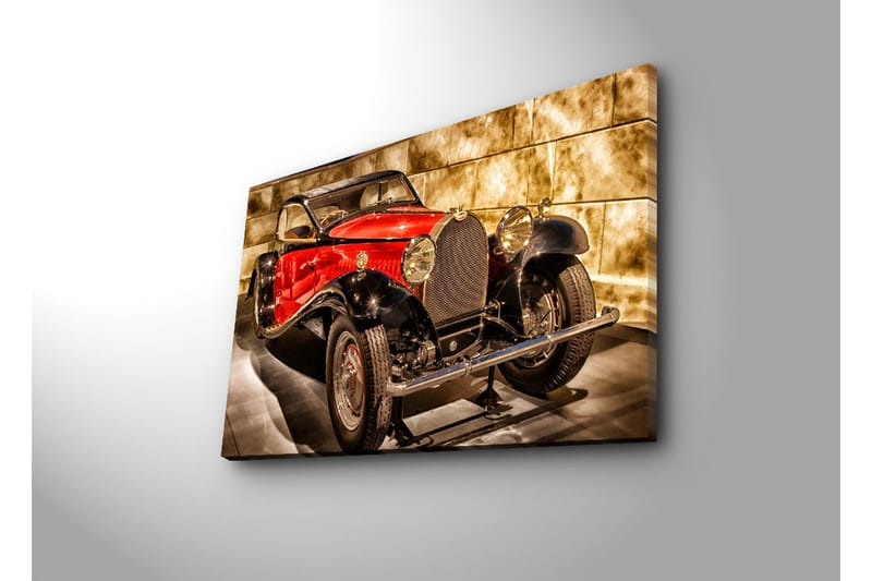 Canvas-taulu LED-valaistuksella 45x70 cm - Klassinen urheiluauto punaisen ja mustan väriyhdistelmässä - Punainen / Musta / Harmaa - Sisustustuotteet - Taulu & taide - Canvas-taulu
