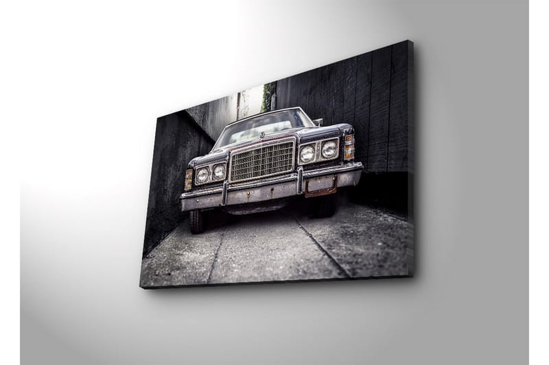 Canvas-taulu LED-valaistuksella 45x70 cm - Kulunut auto kapealla kujalla - Harmaa / Musta / Hopea - Sisustustuotteet - Taulu & taide - Canvas-taulu