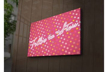 Canvas-taulu LED-valaistuksella 45x70 cm - Leikkisä sommitelma tähdillä ja tekstillä Follow the Stars - Vaaleanpunainen / Keltainen / Valkoinen - Sisustustuotteet - Taulu & taide - Canvas-taulu