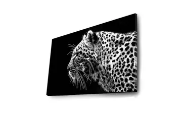 Canvas-taulu LED-valaistuksella 45x70 cm - mustavalkoinen leopardikuvio yksityiskohtaisella turkkirakenteella - Musta / Valkoinen - Sisustustuotteet - Taulu & taide - Canvas-taulu