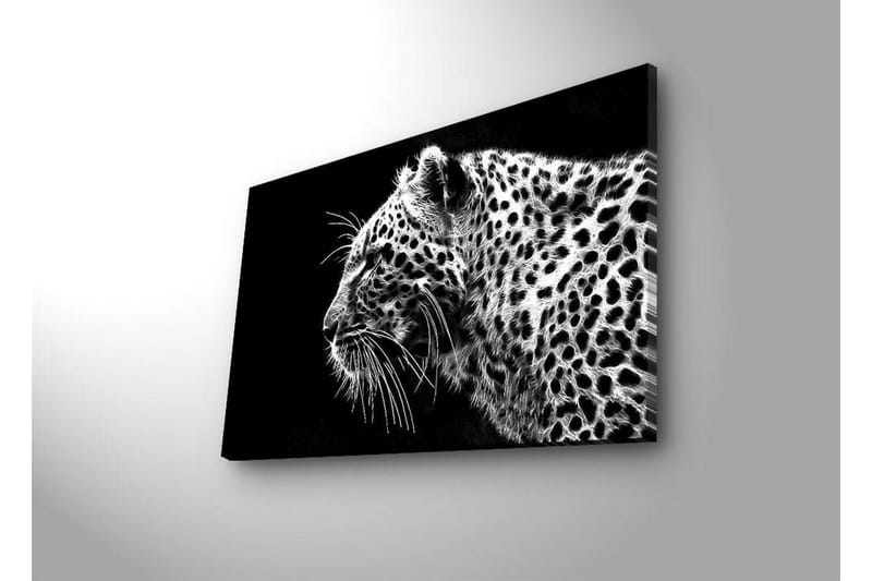 Canvas-taulu LED-valaistuksella 45x70 cm - mustavalkoinen leopardikuvio yksityiskohtaisella turkkirakenteella - Musta / Valkoinen - Sisustustuotteet - Taulu & taide - Canvas-taulu