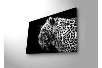 Canvas-taulu LED-valaistuksella 45x70 cm - mustavalkoinen leopardikuvio yksityiskohtaisella turkkirakenteella - Musta / Valkoinen - Sisustustuotteet - Taulu & taide - Canvas-taulu