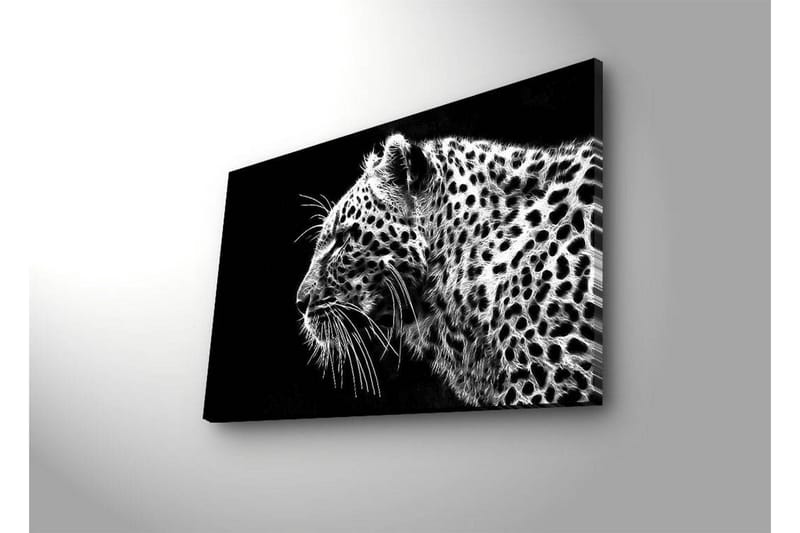 Canvas-taulu LED-valaistuksella 45x70 cm - mustavalkoinen leopardikuvio yksityiskohtaisella turkkirakenteella - Musta / Valkoinen - Sisustustuotteet - Taulu & taide - Canvas-taulu
