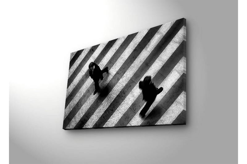 Canvas-taulu LED-valaistuksella 45x70 cm - Mustavalkoiset siluetit ihmisistä, jotka ylittävät suojatietä - Musta / Valkoinen - Sisustustuotteet - Taulu & taide - Canvas-taulu