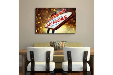 Canvas-taulu LED-valaistuksella 45x70 cm - Neonvalomainos tekstillä LAS VEGAS - Punainen / Kulta / Sininen - Sisustustuotteet - Taulu & taide - Canvas-taulu