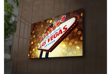 Canvas-taulu LED-valaistuksella 45x70 cm - Neonvalomainos tekstillä LAS VEGAS - Punainen / Kulta / Sininen - Sisustustuotteet - Taulu & taide - Canvas-taulu