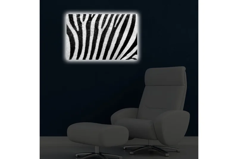 Canvas-taulu LED-valaistuksella 45x70 cm - Seepra kontrastisilla mustavalkoisilla raidoilla - Musta / Valkoinen - Sisustustuotteet - Taulu & taide - Canvas-taulu