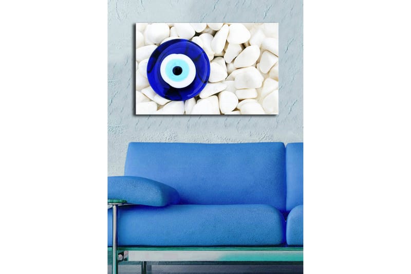 Canvas-taulu LED-valaistuksella 45x70 cm - Sininen silmä valkoisten kivien taustalla - Sininen / Valkoinen - Sisustustuotteet - Taulu & taide - Canvas-taulu