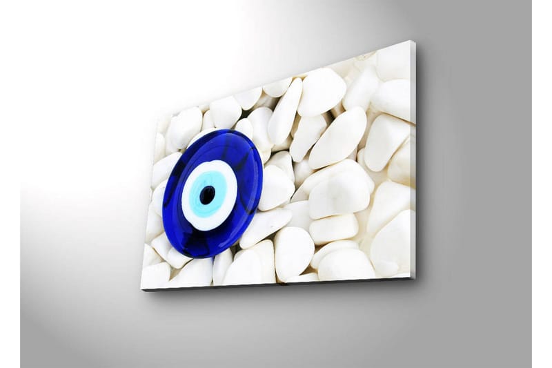 Canvas-taulu LED-valaistuksella 45x70 cm - Sininen silmä valkoisten kivien taustalla - Sininen / Valkoinen - Sisustustuotteet - Taulu & taide - Canvas-taulu