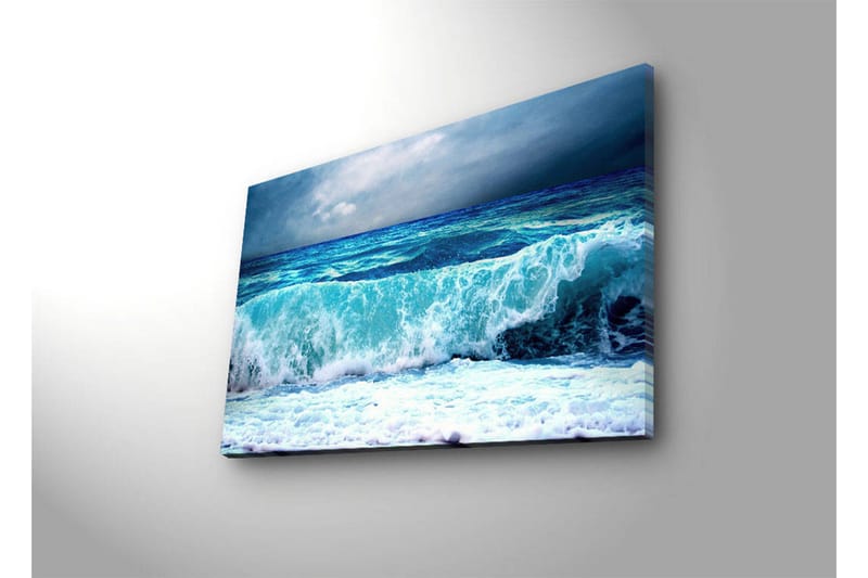 Canvas-taulu LED-valaistuksella 45x70 cm - Upea merinäköala voimakkailla aalloilla - Turkoosi / Sininen / Valkoinen - Sisustustuotteet - Taulu & taide - Canvas-taulu