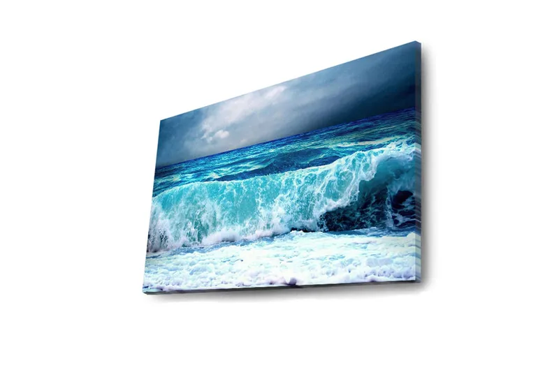 Canvas-taulu LED-valaistuksella 45x70 cm - Upea merinäköala voimakkailla aalloilla - Turkoosi / Sininen / Valkoinen - Sisustustuotteet - Taulu & taide - Canvas-taulu