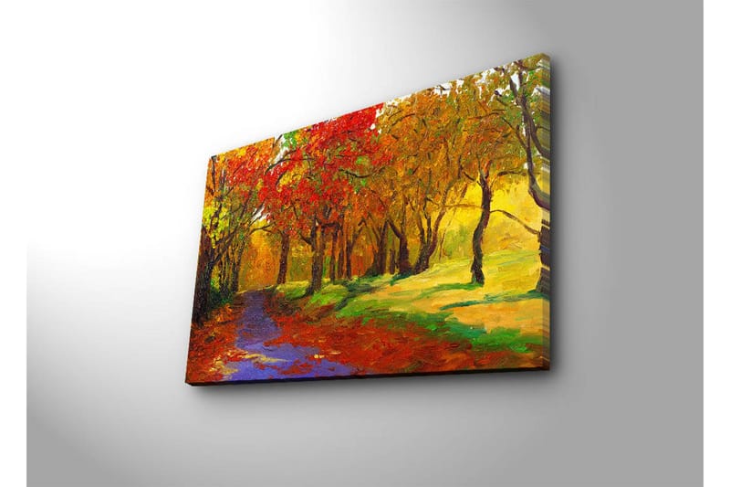 Canvas-taulu LED-valaistuksella 45x70 cm - Värikäs syysmaisema punaisten ja keltaisten sävyjen puilla - Punainen / Keltainen / Vihreä - Sisustustuotteet - Taulu & taide - Canvas-taulu