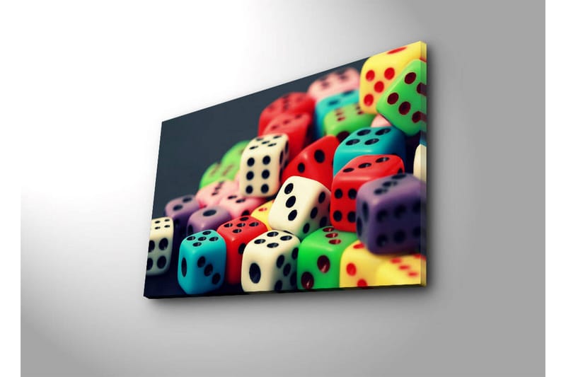 Canvas-taulu LED-valaistuksella 45x70 cm - Värikkäät nopat leikkisässä kokoelmassa - Punainen / Vihreä / Sininen - Sisustustuotteet - Taulu & taide - Canvas-taulu