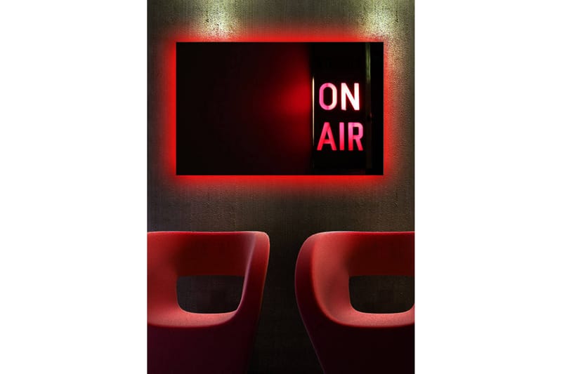 Canvas-taulu LED-valaistuksella 45x70 cm - Valokyltti tekstillä ON AIR - Punainen / Musta - Sisustustuotteet - Taulu & taide - Canvas-taulu