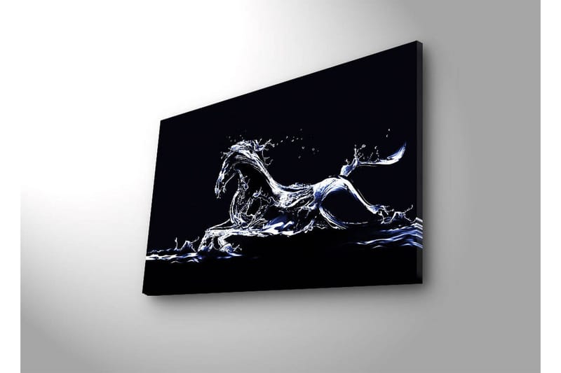 Canvas-taulu LED-valaistuksella 45x70 cm - Vesihevonen dynaamisessa liikkeessä - Sininen / Valkoinen / Musta - Sisustustuotteet - Taulu & taide - Canvas-taulu