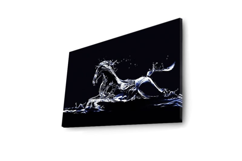 Canvas-taulu LED-valaistuksella 45x70 cm - Vesihevonen dynaamisessa liikkeessä - Sininen / Valkoinen / Musta - Sisustustuotteet - Taulu & taide - Canvas-taulu