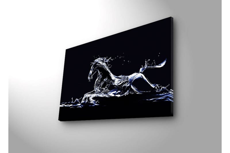Canvas-taulu LED-valaistuksella 45x70 cm - Vesihevonen dynaamisessa liikkeessä - Sininen / Valkoinen / Musta - Sisustustuotteet - Taulu & taide - Canvas-taulu
