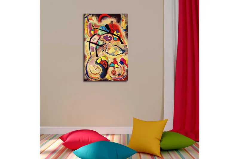 Canvas-taulu LED-valaistuksella 70x45 cm - Abstrakti sommitelma värikkäillä muodoilla ja viivoilla - Punainen / Keltainen / Sininen - Sisustustuotteet - Taulu & taide - Canvas-taulu