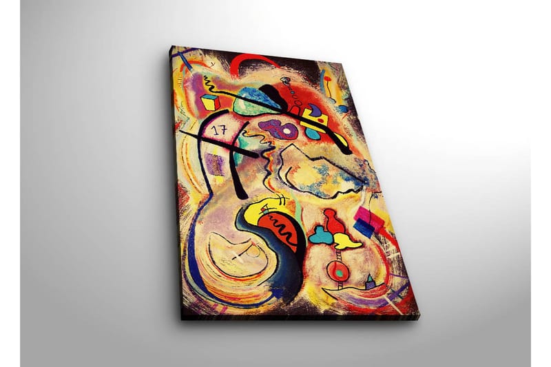 Canvas-taulu LED-valaistuksella 70x45 cm - Abstrakti sommitelma värikkäillä muodoilla ja viivoilla - Punainen / Keltainen / Sininen - Sisustustuotteet - Taulu & taide - Canvas-taulu