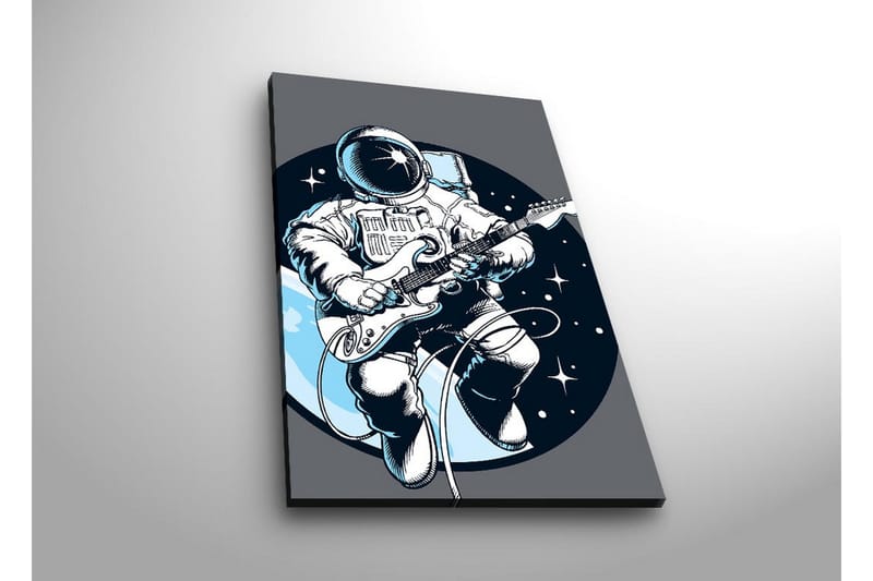 Canvas-taulu LED-valaistuksella 70x45 cm - Astronautti soittaa kitaraa avaruudessa - Sininen / Musta / Valkoinen - Sisustustuotteet - Taulu & taide - Canvas-taulu