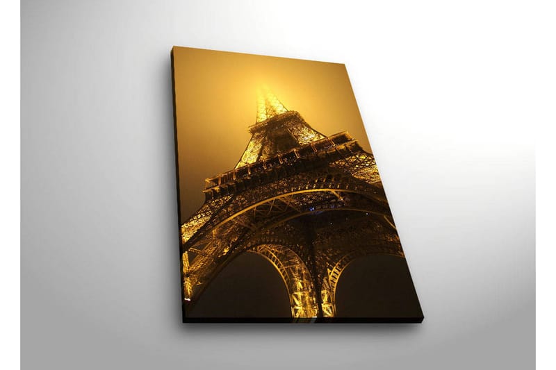 Canvas-taulu LED-valaistuksella 70x45 cm - Eiffel-torni valaistuna sumussa - Kulta / Musta / Harmaa - Sisustustuotteet - Taulu & taide - Canvas-taulu