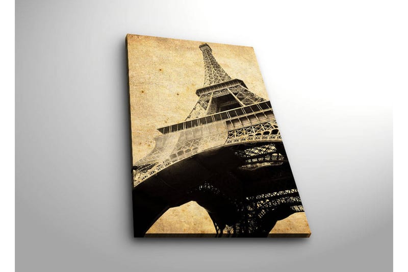 Canvas-taulu LED-valaistuksella 70x45 cm - Eiffel-tornin siluetti vintage-tyyliin - Musta / Beige / Ruskea - Sisustustuotteet - Taulu & taide - Canvas-taulu