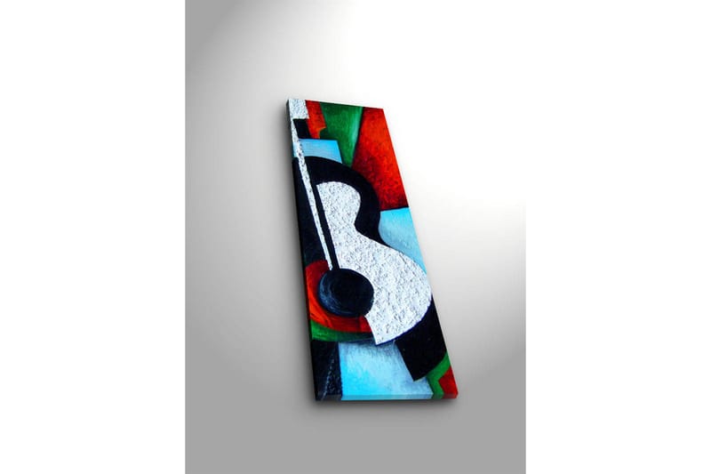 Canvas-taulu LED-valaistuksella 90x30 cm - Abstrakti sommitelma, jonka pääaiheena on kitara - Punainen / Musta / Valkoinen - Sisustustuotteet - Taulu & taide - Canvas-taulu