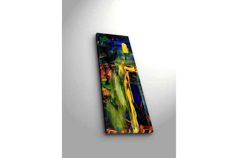 Canvas-taulu LED-valaistuksella 90x30 cm - Abstrakti sommitelma vahvoilla väreillä ja muodoilla - Vihreä / Sininen / Keltainen - Sisustustuotteet - Taulu & taide - Canvas-taulu