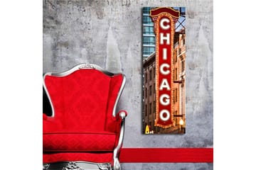 Canvas-taulu LED-valaistuksella 90x30 cm - Neonvalomainos tekstillä Chicago - Punainen / Valkoinen / Ruskea - Sisustustuotteet - Taulu & taide - Canvas-taulu