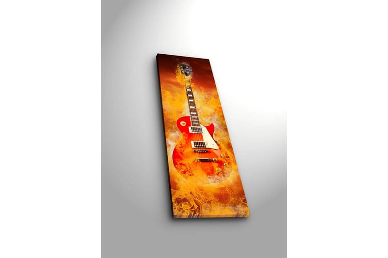 Canvas-taulu LED-valaistuksella 90x30 cm - Sähkökitara tulisilla väreillä - Punainen / Oranssi / Keltainen - Sisustustuotteet - Taulu & taide - Canvas-taulu