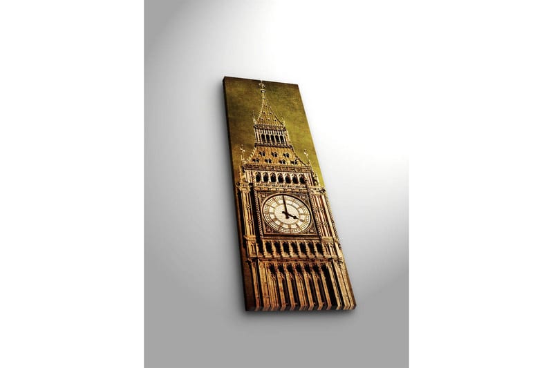 Canvas-taulu LED-valaistuksella 90x30 cm - Upea kellotorni yksityiskohtaisella arkkitehtuurilla - Kulta / Ruskea / Beige - Sisustustuotteet - Taulu & taide - Canvas-taulu