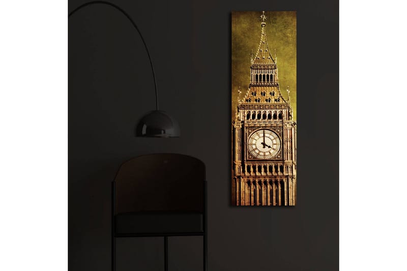 Canvas-taulu LED-valaistuksella 90x30 cm - Upea kellotorni yksityiskohtaisella arkkitehtuurilla - Kulta / Ruskea / Beige - Sisustustuotteet - Taulu & taide - Canvas-taulu
