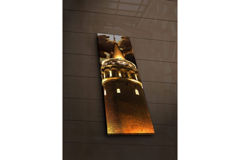Canvas-taulu LED-valaistuksella 90x30 cm - Vaikuttava torni kultaisilla yksityiskohdilla - Kulta / Ruskea - Sisustustuotteet - Taulu & taide - Canvas-taulu