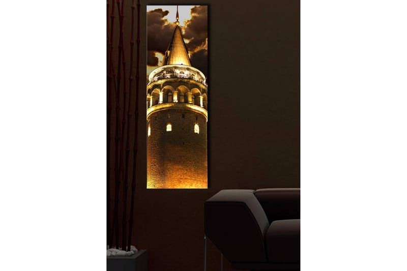 Canvas-taulu LED-valaistuksella 90x30 cm - Vaikuttava torni kultaisilla yksityiskohdilla - Kulta / Ruskea - Sisustustuotteet - Taulu & taide - Canvas-taulu