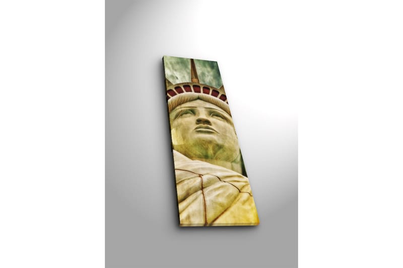 Canvas-taulu LED-valaistuksella 90x30 cm - Vapaudenpatsas, jossa keskitytään kasvoihin ja kruunuun - Vihreä / Keltainen / Punainen - Sisustustuotteet - Taulu & taide - Canvas-taulu