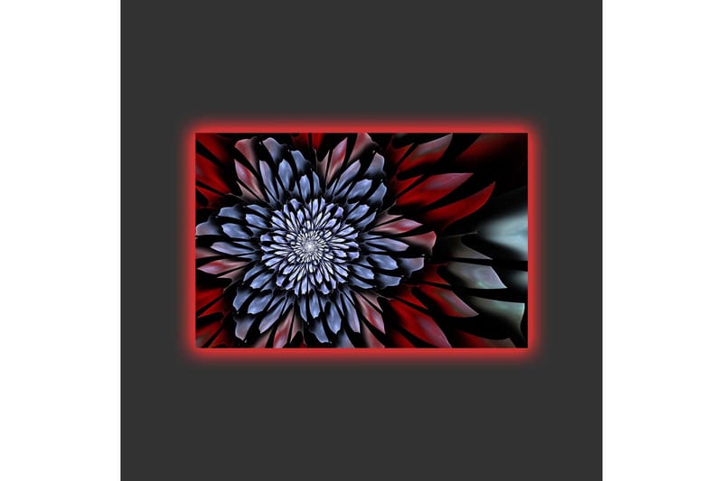 Canvas-taulu LED-valaistuksella - Abstrakti kukka syvillä väreillä - Tummansininen / Punainen / Musta - Sisustustuotteet - Taulu & taide - Canvas-taulu