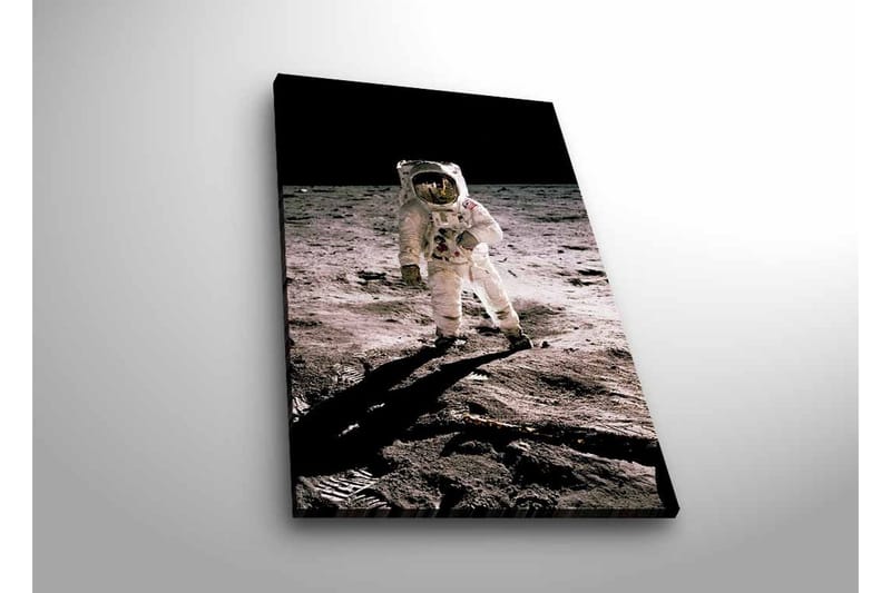Canvas-taulu LED-valaistuksella - Astronautti kuun pinnalla - Musta / Harmaa / Valkoinen - Sisustustuotteet - Taulu & taide - Canvas-taulu